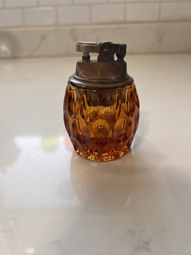 Fenton amber lighter glass - fenton,